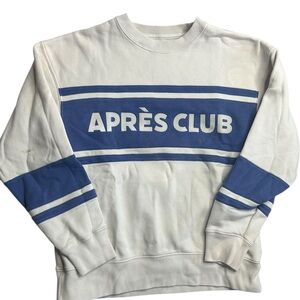 Abercrombie‎ & Fitch Après Club Sweatshirt Small White Blue Retro Ski Crewneck